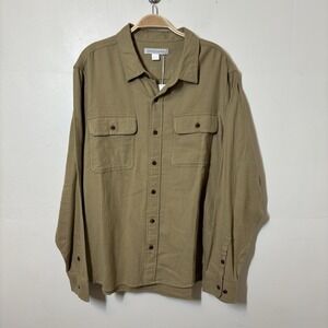 NEW Outerknown Men's Dillon Two‎ Pocket Flannel Shirt XL Tan 100% Organic Cotton